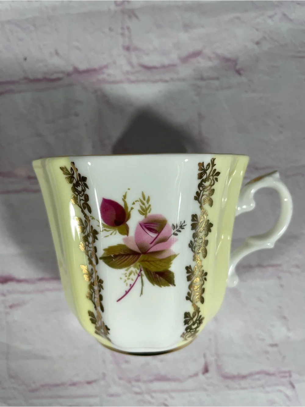 Vintage Royal Grafton Floral Gold Gilt Bone China Teacup and Saucer Set England